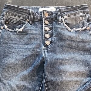 KanCan High Rise Blue Jeans with Distressing